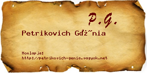 Petrikovich Génia névjegykártya